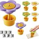 6 pcs Flower-Shaped Toilet Button Presser with Fragrant Tablets- Easy Pressing, Nail Protection, Bathroom Freshness