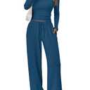 Trendy Queen Womens Two 2 Piece Matching Lounge Sets 2025 Early Fall Fashion Must Haves Y2K Workout Gym Clothes Comfy Airport Travel Vacation Luxury Outfits Sweatsuit Winter Clothing, Blue, Size S