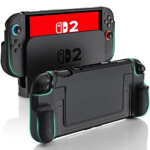 BHGift for Switch 2 Grip Case (2025), Upgraded Slim Switch 2 Dockable Protective Case, Console Hard Cover Like a Real Gamepad for Handheld, Shockproof and Scratchproof, Black