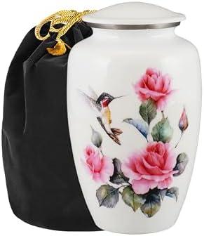 Pink Rose Humming Bird Adult Cremation Urns for Human Ashes - Decorative Urn, Ashes Urn & Male,Urns for Ashes Men & Women,Funeral Urn (Pink Rose, Adult)
