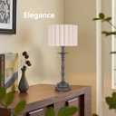 Vintage Brown Scalloped Table Lamp, Rustic/Farmhouse Pleated Lamp, Scalloped Lampshade and Bamboo Lamp Post, for Living Room Bedside Side Table (21.4'' Tall Pack of 1)