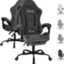 Fabric Gaming Chair for Adults, Ergonomic Computer Office Desk Chair with Footrest,Pocket Spring Cushion, Reclining High Back Silla Gamer for Home Office, Grey