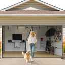 Garage Door Screen 1 Car 8x7ft Garage Screen Door,Upgraded PET Mesh Stronger Than Fiberglass and Polyester,Heavy Duty Weighted Bottom and Magnetic Closure,Hands Free,Easy Assembly