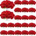 Jexine 360 Pcs 30 Bouquets Artificial Roses Flowers Bulk Fake Roses Flower Bouquets Realistic Silk Faux Rose with Stems for Wedding Home Table Party Decorations(Red)