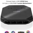upHere 12V RGB to 5V ARGB PC Fan Hub with 6 PWM 4Pin Port,8 5V ARGB 3Pin Port,Support up to 6 4-Pin & 3-Pin Case Fans and Additional 2 ARGB Accessories Black FH14-12V(Only Support 12VRGB Motherboard)