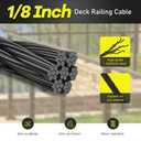 550FT 1/8" Black Stainless Steel Cable,T316 Wire Rope Cable for Deck Cable Railing Kit, Black Stainless Steel Cable Railing with Cutter, 7x7 Strands Construction Braided Stainless Wire with Cutter