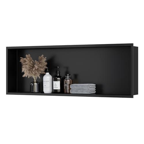 Neodrain Shower Niche, Insert Bathroom Storage Shower Shelf, Stainless Steel Recessed Wall Niche No Tiled Recessed Cabinet Waterproof for Shower Storage（36" X 12"，Matte Black ）