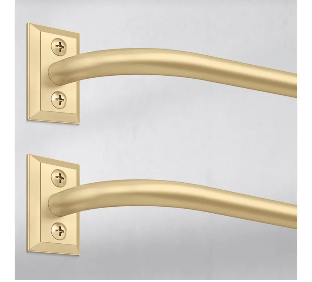 Hei!Dear 2 Pack Blackout Curtain Rod for Windows 28 to 48 inch (2.33-4Ft), Wrap Around Room Darkening Curtain Rods, 5/8" Samll Adjustable Modern Decorative Window rod,Gold