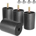 Masendelk M8-1.25 Metric Thread Bolts Plastic Furniture Legs 3 Inch Black Round Tapered Sofa Feet with T-Nuts - Couch Feet Replacement - Couch Legs Set of 4