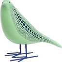 Quoowiit Bird Figurine, Modern Sculpture and Statues for Home Decor, Animal Statues for Bookshelf, Table, Entryway, Fireplace, Resin Decorative Sculpture with Chic Polka Dots Art Design (Green)