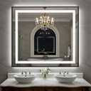 SHUAFA 36X36 Inch LED Bathroom Mirror with Lights, Black Frame Frontlit+ Backlit Bathroom Vanity Mirror for Wall, Ultra-Clear Tempered Glass, Shatter-Proof, Anti-Fog and Memory Function, ETL Listed