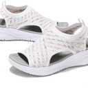 GoodValue Womens Comfortable Orthopedic Sandals Arch Support Ladies Walking Sport Athletic Sandals Open Toe Slip On Plantar Fasciitis Platform Dress Sandal 2 Inches Heel (6.5, Colorful White)