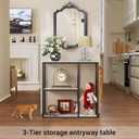 WOHOMO Console Table, 12 Inch Narrow Entryway Table for Living Room, 31.5 Inch Modern Industrial Sofa Table with 3-Tier Storage Shelves for Corridor, Hallway, White Marble