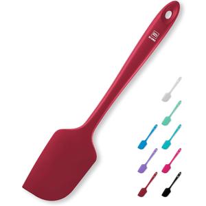 DI ORO - Large Silicone Spatula - 600F Heat-Resistant Spatula - Seamless Design - Pro-Grade Non-Stick Silicone Rubber with Reinforced Stainless Steel S-Core Technology (RED)