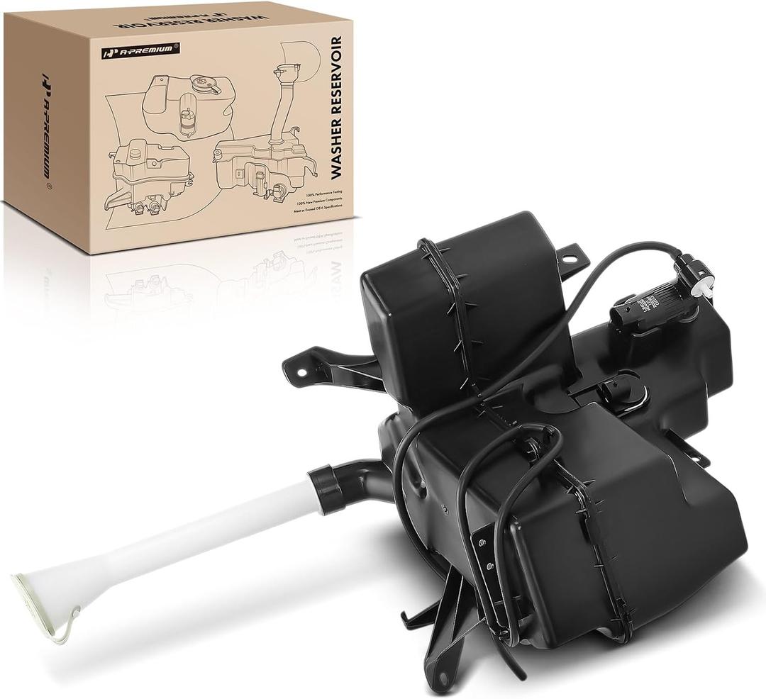 A-Premium Windshield Washer Reservoir Tank Assembly Compatible with Nissan Pathfinder 2013-2020 & Infiniti QX60 2014-2020, JX35 2013 - W/Washer Pump & Bracket & Filler Neck & Cap & Fluid Level Sensor