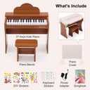 37 Keys Kids Keyboard Piano, Kids Piano Wood Toy with Stool, DIY Stickers, Song Book, Cover, Education Musical Instruments for Girls&Boys Ages 3+