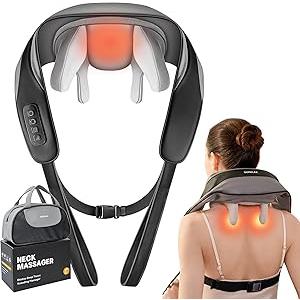 Neck Massager for Pain Relief Deep Tissue, Shiatsu Neck and Back Massager With Heat, Electric Massage Pillow for Shoulder Leg Body Muscle Pain Relief, Gifts For Women Men Mom Dad (Black【with bag】)