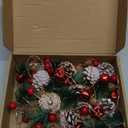 Christmas Garland with String Lights 10 Ft 30 LED Pine Cone Red Berry Bells Garland Lights, Indoor Christmas Decorations for Home and Fireplace Mantel Decor,Christmas Tree Decor (Warm White)