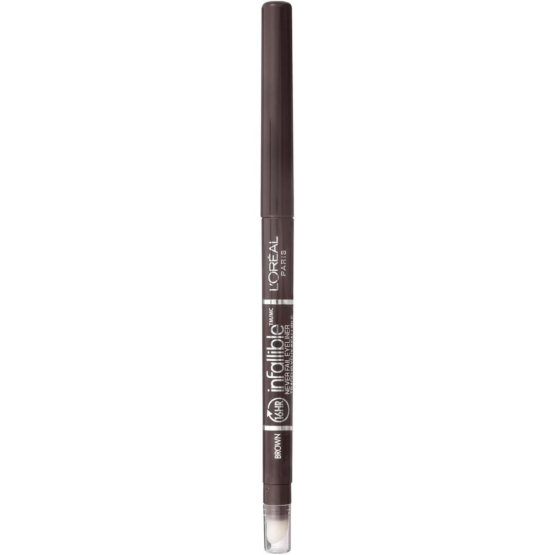 L'Oreal Paris Makeup Infallible Never Fail Original Mechanical Pencil Eyeliner with Built in Sharpener, Brown, 0.008 oz. (1 Count (Pack of 1))