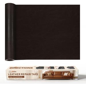 ONine Leather Repair Patch，Leather Repair Tape, 12 x 48 inches Leather Repair Patch for Furniture,Vinyl Repair Kit，Leather Couch Patch，for Sofas, Furniture, Car Seats, Office Chairs (Black Brown)