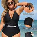 Aqua Eve Plus Size Swimsuits One Piece Bathing Suit for Women Tummy Control Sexy Halter Swimwear (Black), 22W