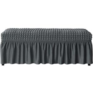 SZJIAHTM Dining Bench Soft Stretch Slipcover with Skirt Polyester Footstool Protector Bubble Lattice Piano Bench Covers for Living Room and Bedroom (Meidum, Dark Gray)