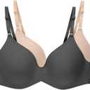 Hanes Women's Invisible Look Underwire Adjustable T-Shirt Bra 2-Pack, Size 34D