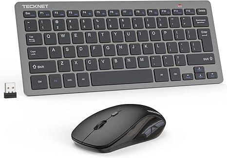 TECKNET Wireless Keyboard and Mouse Combo, Mini Cordless Computer Keyboard and Mouse Set 2.4GHz, Silent Adjustable 1600 DPI, Quiet Click, LagFree for Computer, Laptop, PC, Windows, Mac, Chrome OS(GS)