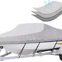 iCOVER Trailerable Boat Cover- 17'-19' Heavy Duty Waterproof Tarp Covers with Storage Bag, Fits V-Hull, Fish & Ski, Pro-Style, Fishing, Runabout, Bass Boats, up to 17ft-19ft Long X 96" Wide