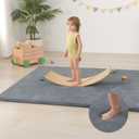 Huloo Sleep Baby Play Mat for Floor,1.3" Thick Elasti-Foam 74"50" Playpen Mat, Non-Toxic Certified Water-Repellent Coral Velvet, Non-Slip Safe Crawling Mat for Tummy Time, Toddler & Infant (Dark Grey)