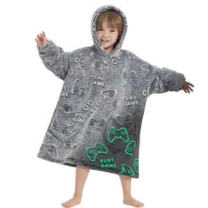 Wearable Blanket Hoodie for Kids Oversized Sherpa Blanket Hoodie for Kids Boys Girls Toddler 2-6YR,Game Controller