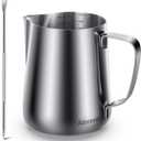 Milk Frothing Pitcher, Thicker Version 350ml 12oz Steaming Pitchers Stainless Steel Milk Coffee Cappuccino Latte Art Barista Steam Pitchers Milk Jug Cup with Decorating Pen