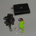 Clip and Go Strap for Phone with Wallet Metal Gun Chain Crossbody Phone Lanyard for Women Adjustable Detachable Wristlet Charm Small Purse Leather Card Holder Zipper with iPhone Stand 2 Patches Black