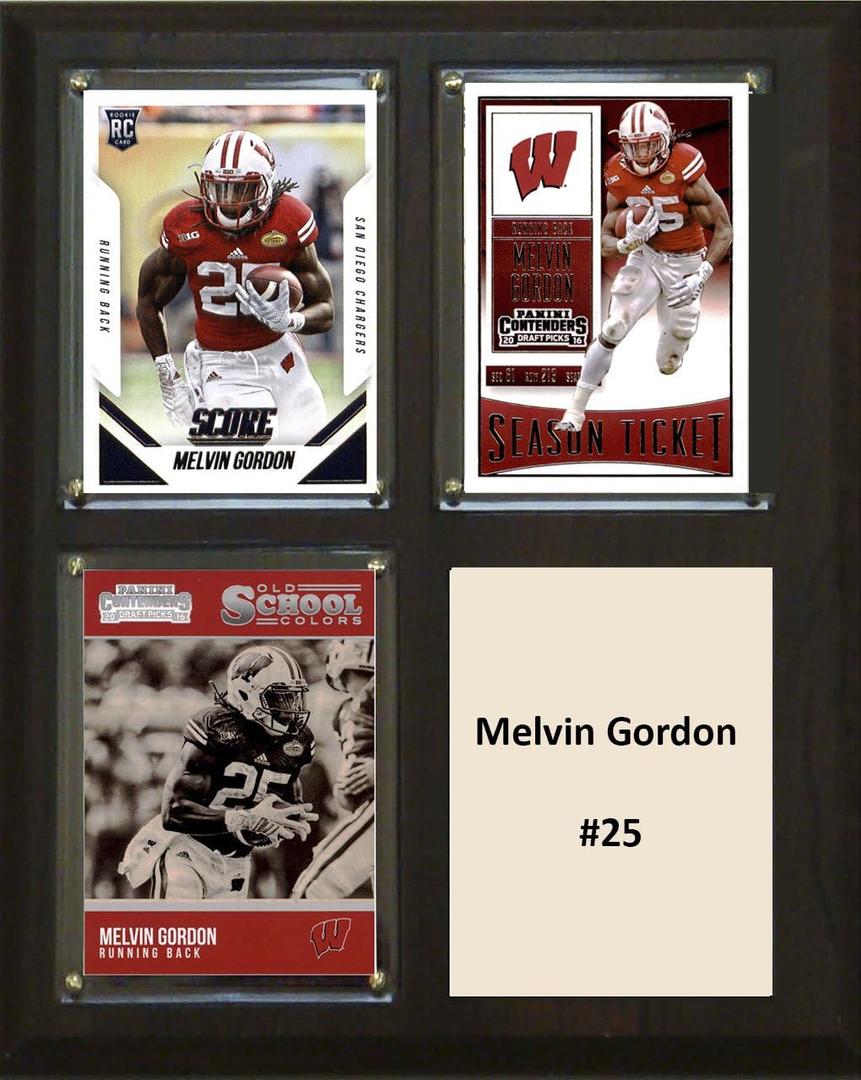 C&I Collectables MLS Nebraska Cornhuskers Men's Melvin Gordon Three Card Plaque