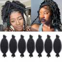 Springy Afro Twist Hair 7 Packs Marley Hair Pre-fluffed kinky Twist Hair for Distressed Soft Locs Pre-separated Cuban Twist for Black Women