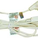 Royal Designs, Inc CO-9001-WH-6-2 Series Royal Designs Flat Plug Extension Cord for Indoor & Outdoor, 6 ft Long, White, 6 Outlet Prong Grounded Wire UL Listed, 1 Pack