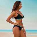 LIZENS Women's Black Bikini Set with Colorful Straps Crisscross Back Swimwear for Beach (Black, XL)