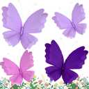 Large Butterfly Party Decorations - 2Pcs 3D Crepe Paper Hanging Butterfly Purple Giant Butterflies for Girls Women Birthday Party Baby Shower Wedding Spring Flower Garden Nursery Decor