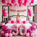 30th Birthday Party Decorations for Her 30 Sash and Tiara happybirthday letter 30 Number Balloons Hot pink and pink balloons Star heart balloons 30th Birthday Gifts for Her