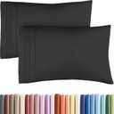 King Pillow Cases Set of 2 - Ultra Soft Hotel Quality Pillowcase Covers - Comfy, Cozy & Wrinkle Free - Shrinkage, Stain and Fade Resistant - Machine Washable Pillow Protectors - 2 Piece Set - Black