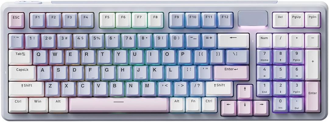 Rapoo V700DIY-98 Wireless Mechanical Keyboard, BT5.0 + 2.4GHz, Hot Swappable Custom Gaming Keyboard, Speed Silver Linear Switch, 16.8M Per-Key RGB, Gasket Mount, Creamy Sound, Full Anti-Ghosting, Pink