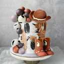 16PCS Cowboy Cake Topper Cowboy Hat and Boot Balls Cake Decorations Western Cowboy Birthday Baby Shower Party Decorations (Brown)