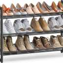 SONGMICS Shoe Rack, 3-Tier Shoe Organizer, Metal Shoe Storage for Garage, Stackable Shoe Shelf, with Adjustable Flat or Angled Shelves, 9-12 Pairs, Ink Black ULMR03B