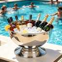 3 Gallon Large Ice Bucket for Party,12L Silver Champagne Bucket Ice Bowl