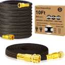 10FT Lightweight Garden Hose,Flexible Water Hose with Solid Brass Head,Kink-Free,Collapsible Hose,High Pressure Flat Water Hose for RV,Boat,Car Wash,Garden,Yard,Camper,Outdoor (OrangeBlack, 10 feet)