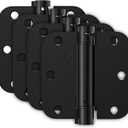 4 Pack Self Closing Door Hinges, Spring Hinges Self Closing 3.5 Inch with 5/8'' Radius Corners, Adjustable Tension for Garage, Front, Back Door, UL Listed, Left and Right Hand, Matte Black
