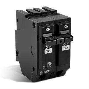 THQL1250 50 Amp 2-Pole Circuit Breaker, Plug-in Mount, Thermal Magnetic Protection, 10KA Interrupt, 110/220V, Compatible with GE Q-Line & Thick Series Load Centers