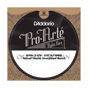 Classical Guitar Single String – D’Addario J4504 – Pro Arte Nylon Core Silverplated Wound – Normal Tension – D-4th – .029 (0.736mm)