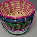 JOYIN 3PCS Easter Bamboo Baskets Empty Toys Gift Woven Goodie Baskets with Handle for Easter Egg Hunt, Kids Party Decor Supplies, Filling with Candy Party Favors,12.8" x 10.6" (Green, Blue, Pink)