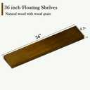 ROGMARS 36 Inches Long Walnut Floating Shelves with Led Light